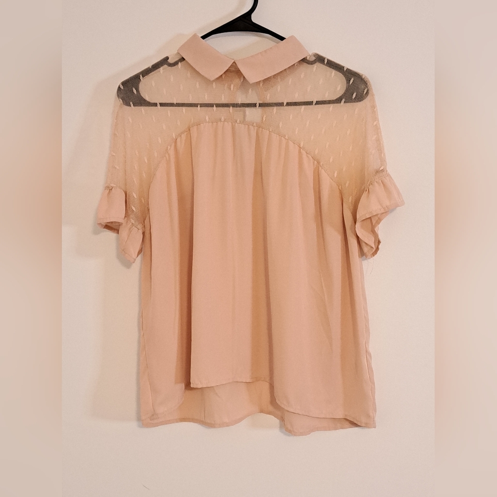 Lily White Sheer Pink Blouse NWT Misses Medium